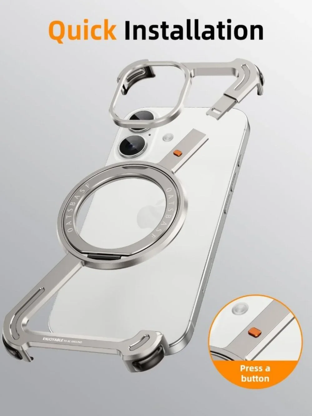 Minimalist Metal Phone Case for iPhone 17 | 360° Kickstand, Shockproof Bumper